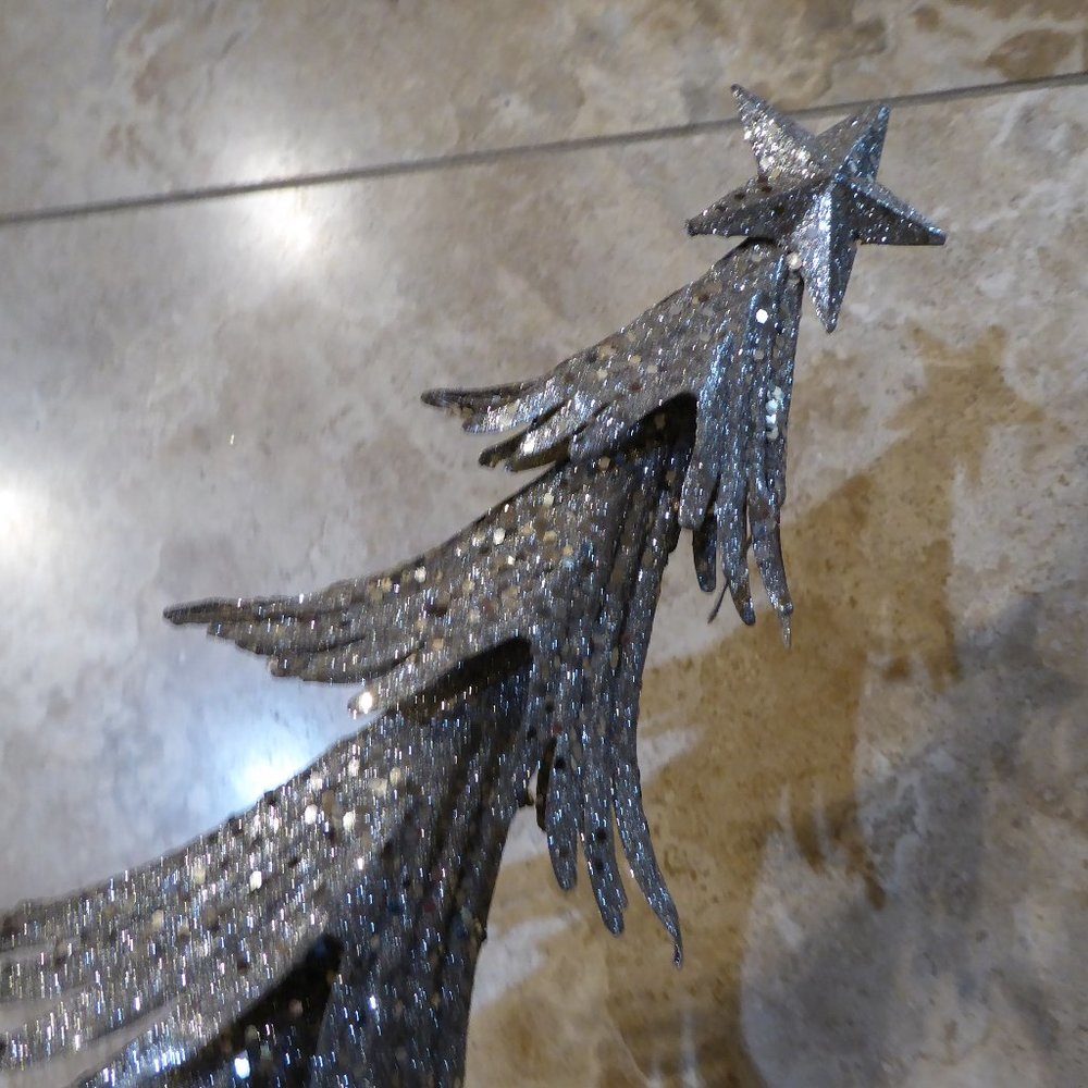 MICHAELS METAL, GLITTER  H 20" X W 8"  CHRISTMAS FIGURINE, bronze